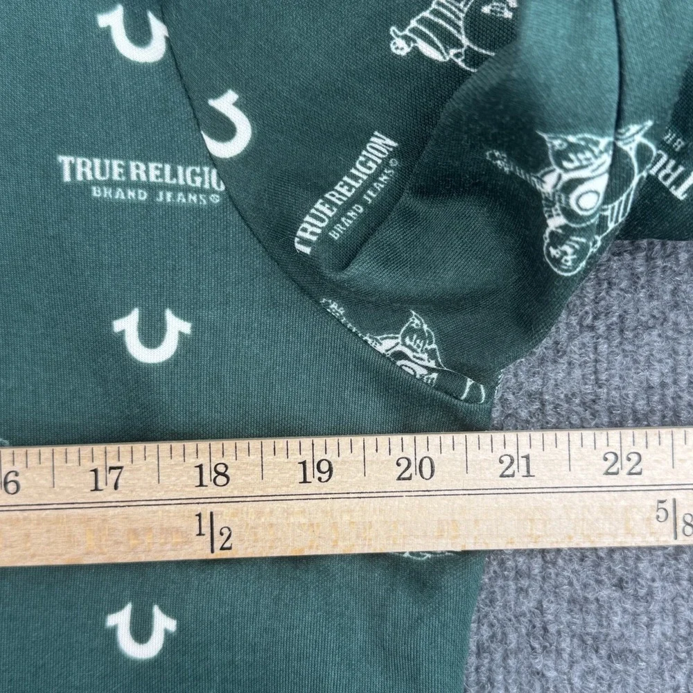 True Religion Track Jacket Mens S Green Monogram Buddha Logo Full Zip Stripe Y2K